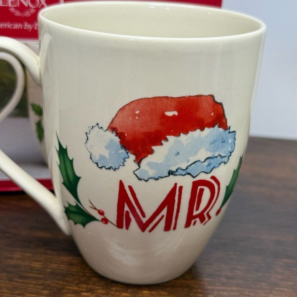 LENOX HOLIDAY 2p Set MR & MRS CLAUS MUGS 14 OZ - Picture 7 of 8